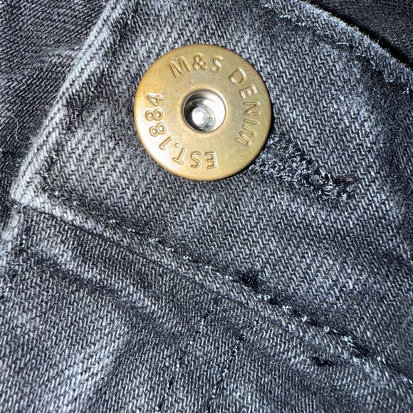 M&S Denim Wide Leg Jeans Women’s 16 Long Black High Rise Straight Marks & Spence - Picture 3 of 5